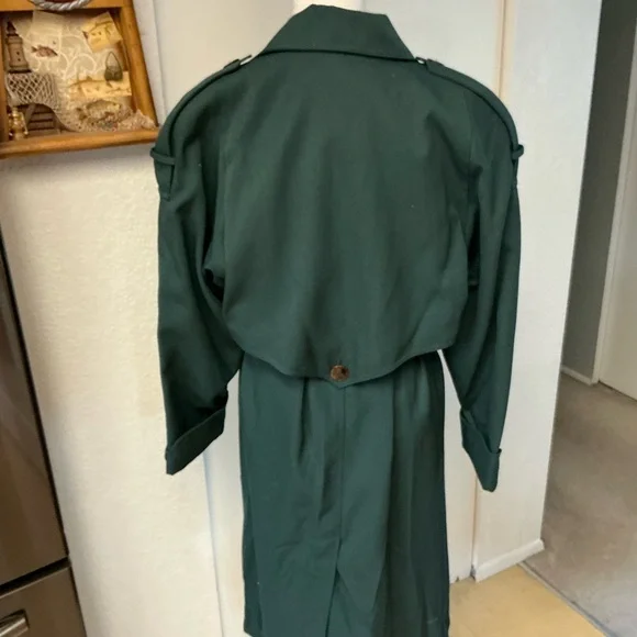 J. Gallery Deep Green 90s Belted Trench/Rain Coat - Picture 4 of 6